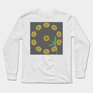 Yellow floral pattern Long Sleeve T-Shirt